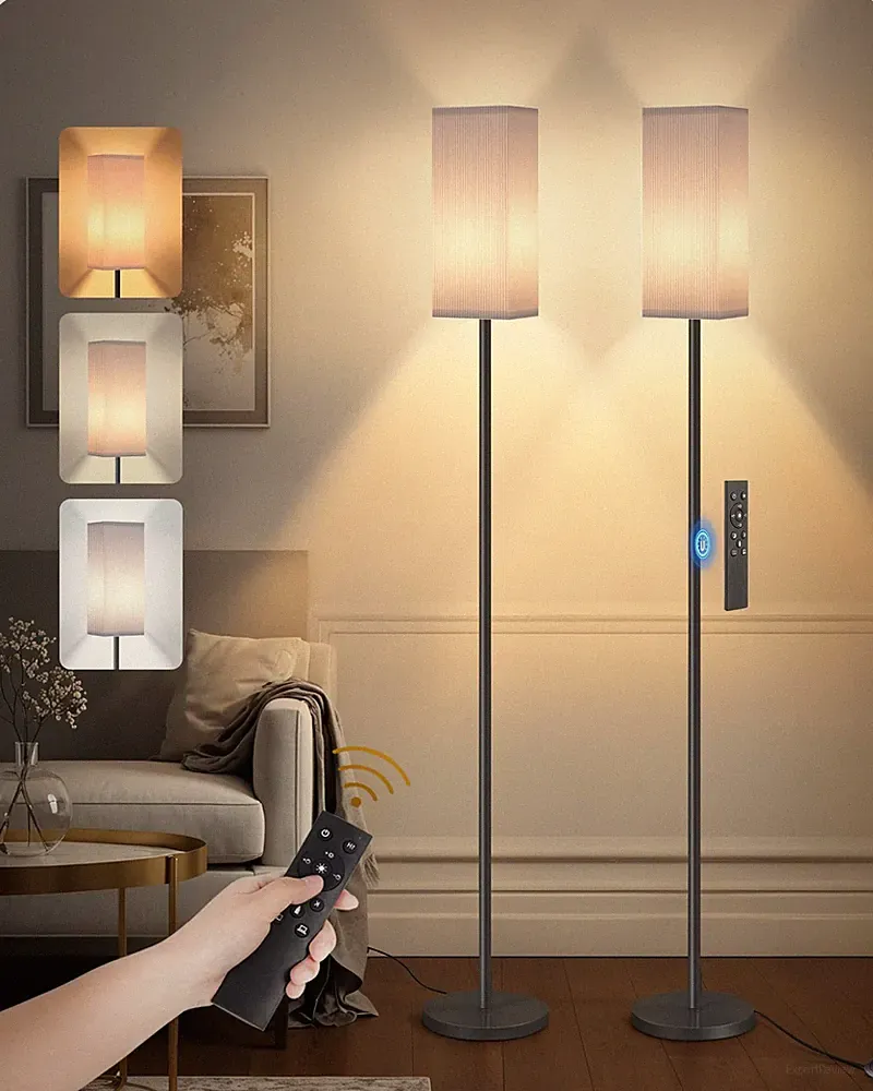 2Pack 64.2” Dimmable Floor Lamp for Living Room with Remote & Foot Switch, Co...