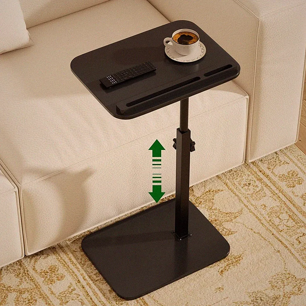 Adjustable 360° Swivel Sofa Side Tray Table Set of 2 for Snacks & Work