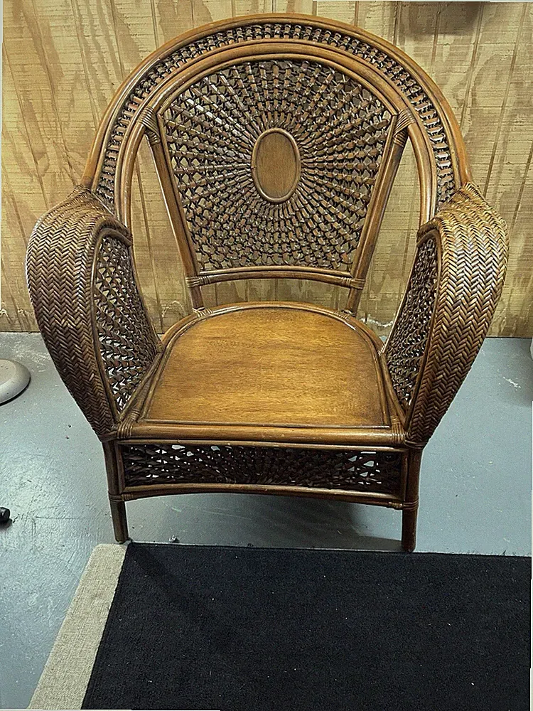 Boho Chic Peacock Wicker Rattan Bent Bamboo Chair for Local Pickup!