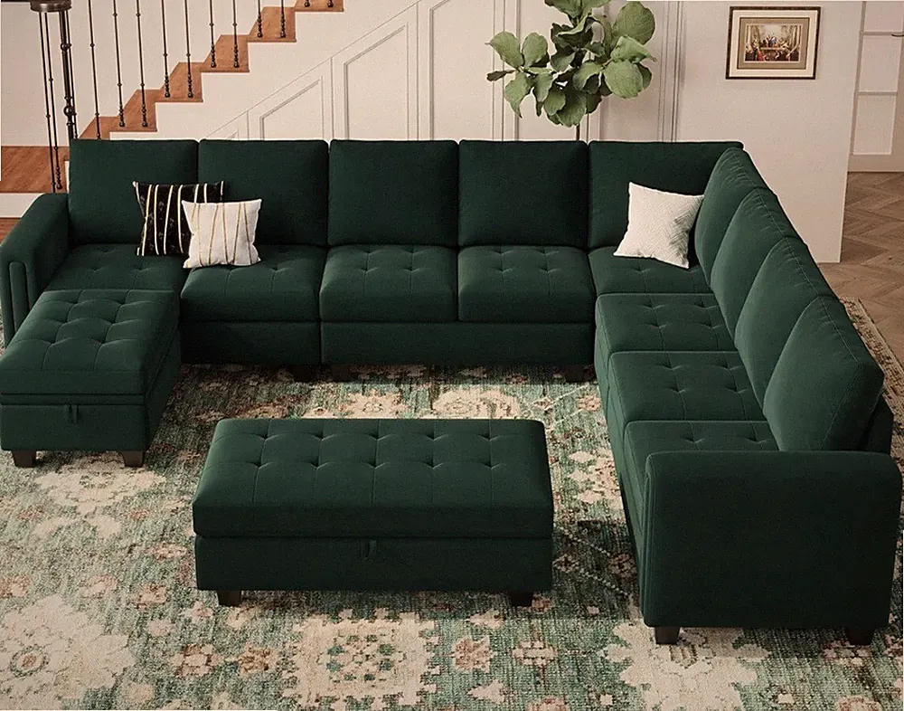 couches made by Belffin, sectional sofa set, ￼convertible pieces, storage space