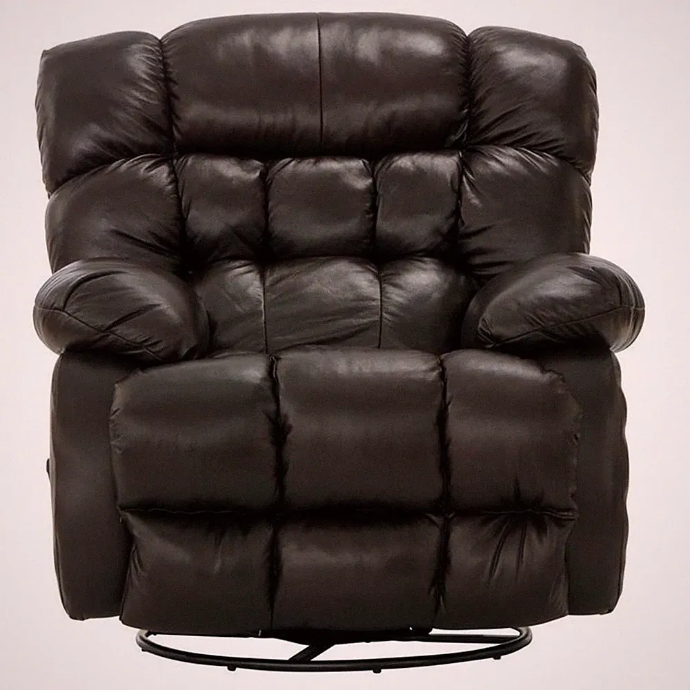 Langston Chaise Swivel Glider Recliner in Brown Top Grain Italian Leather