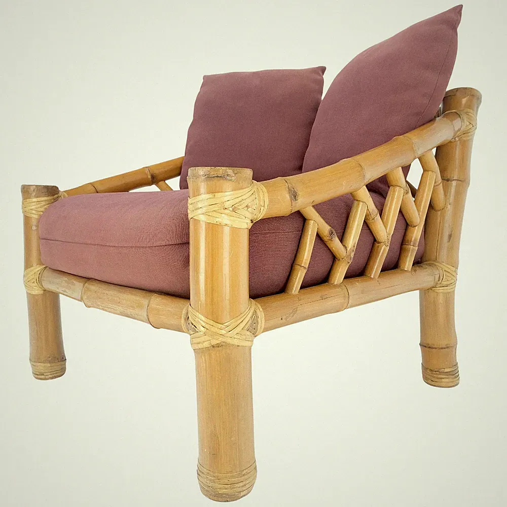 Oversized Extra Wide Thick Bamboo Base Asian Style Lounge Chair Super Comfy MINT