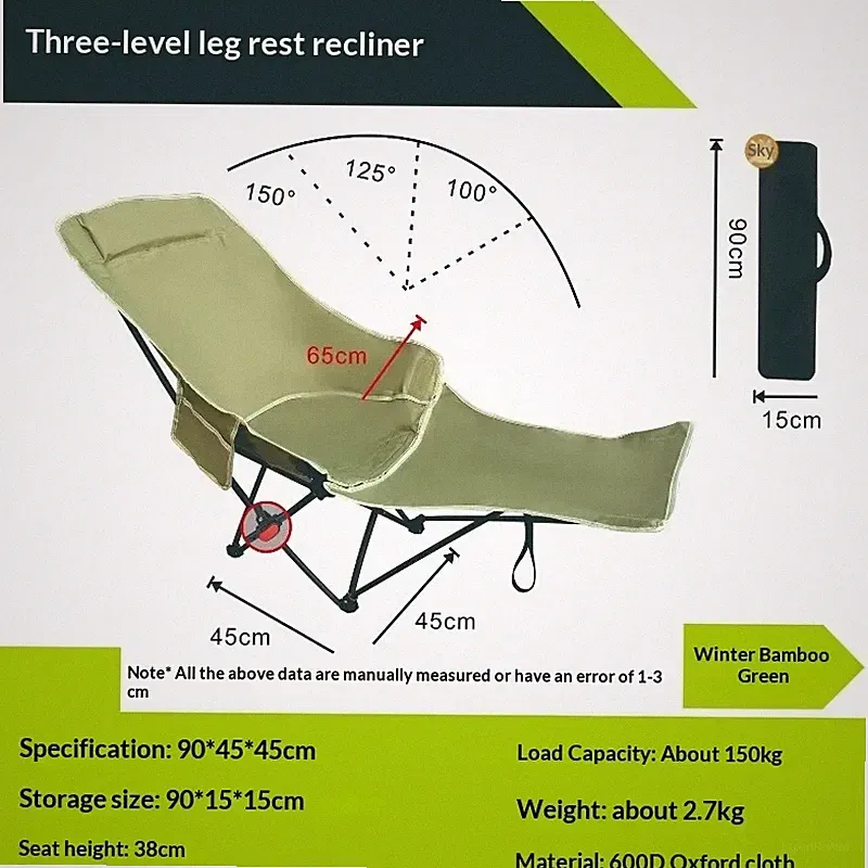 Sun Lounger Portable Folding Moon Chair Elevated Camping Recliner Three Level Ad